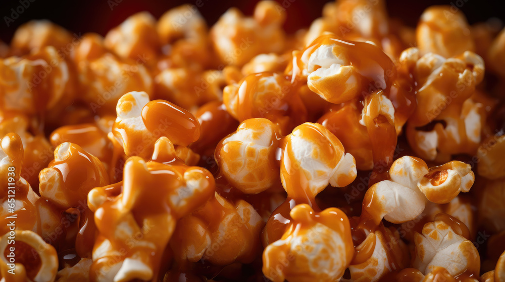 Guilty Pleasure - Closeup of Cinema's Salted Caramel Gourmet Popcorn Glaze Guilty Pleasure - Closeup of Cinema's Salted Caramel Gourmet Popcorn Glaze