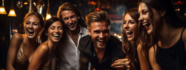 Young, well dressed and rich people playing roulette in the casino