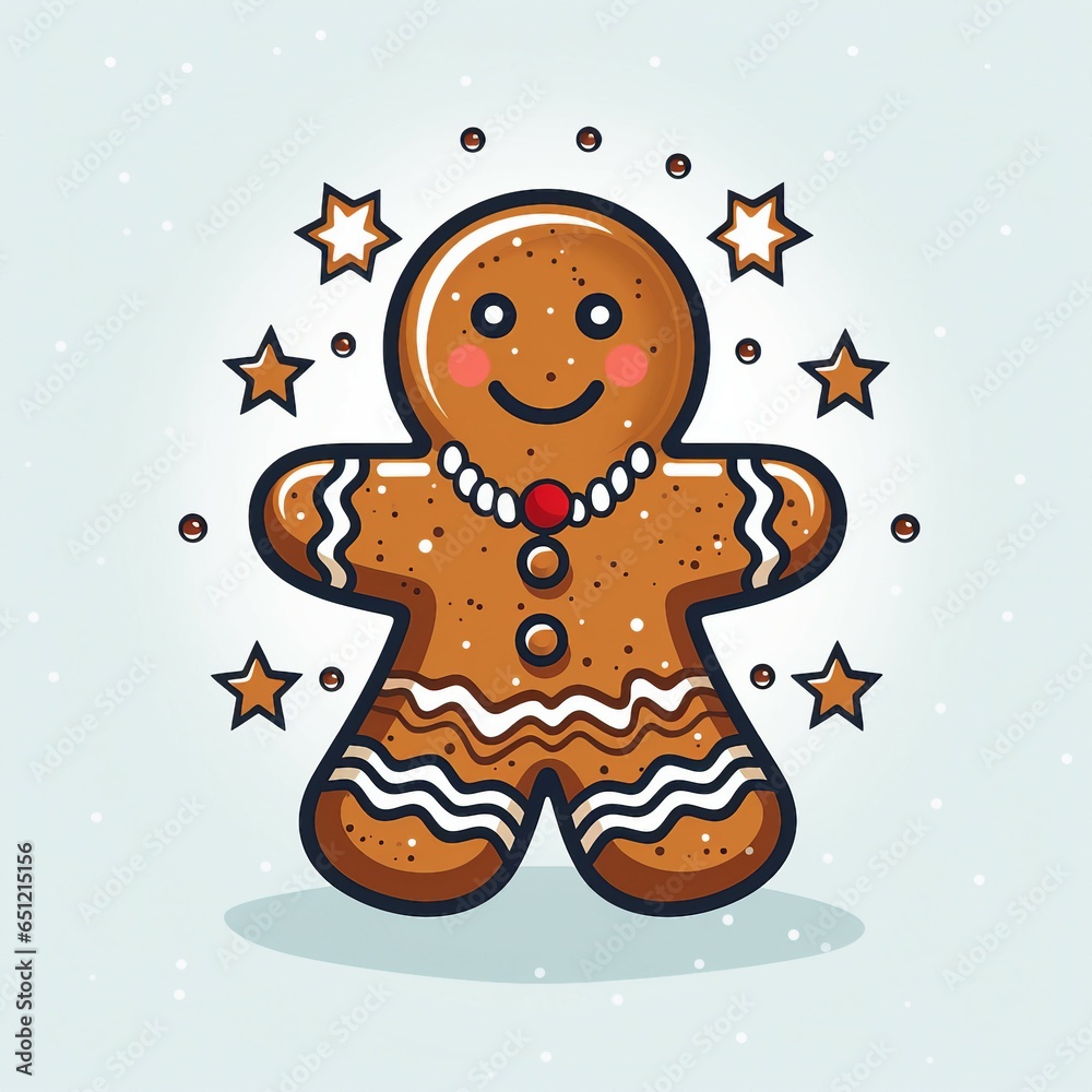flat gingerbread man clip art isolated on white background