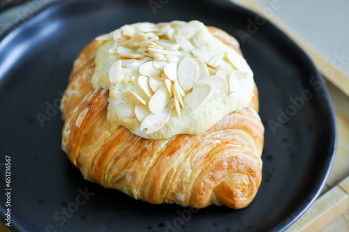 almond croissant or croissant , French croissant