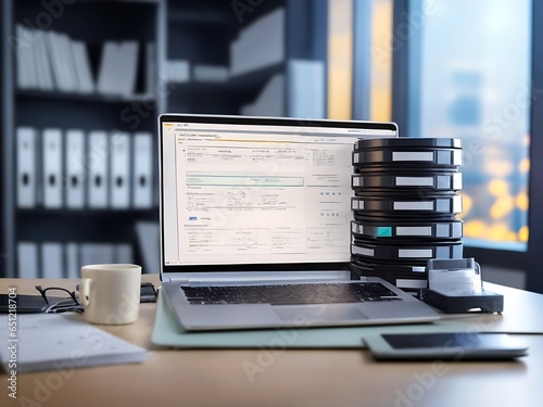 Computer laptop and dashboard for Data document Manage