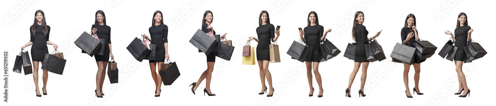 Woman doing shopping portraits collection