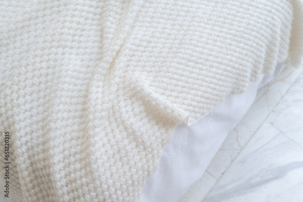 Obraz premium closeup white bed sheet with weave texture