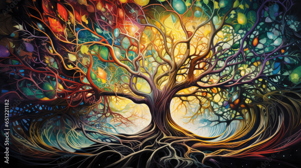 fantasy tree on a colourful background (AI) fantasy tree on a colourful background (AI)
