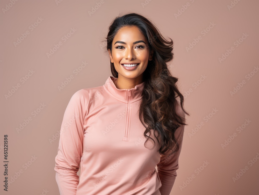 Exuding elegance in athleisure, radiant Indian influencer sets the tone for a lifestyle and sportswear commercial Exuding elegance in athleisure, radiant Indian influencer sets the tone for a lifestyle and sportswear commercial