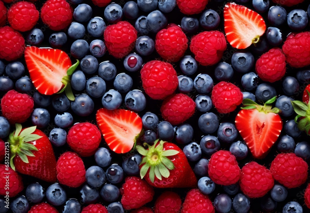 Freash red berries, blueberries, blackberries and strawberries Freash red berries, blueberries, blackberries and strawberries