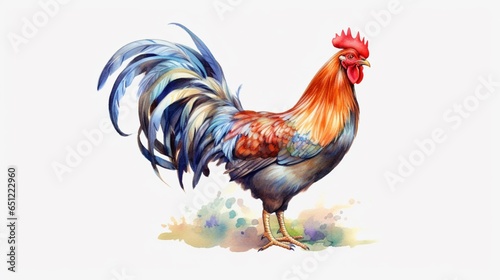 a rooster realistic detailed clipart on white background.Generative AI