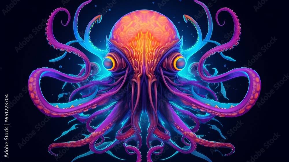 An illustration of an alien turbo squid monster in the.Generative AI - obrazy, fototapety, plakaty 