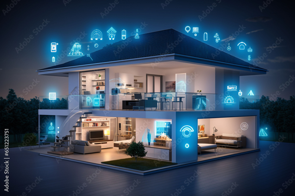 smart living role of internet of things in modern homes - obrazy, fototapety, plakaty 