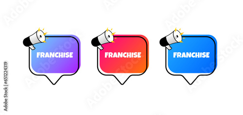 Franchise sign. Flat, color, megaphone icon, franchise icon, business sign. Vector icon
