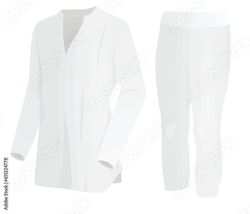 Long sleeve  t shirt and pants. side view. vector