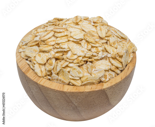 Εκτύπωση καμβά isolate of oat flat peeled in a wooden bowl