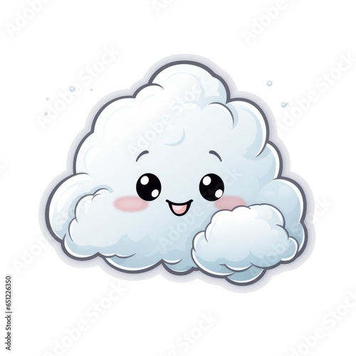 A cartoon cloud with a happy face. Digital art. © tilialucida
