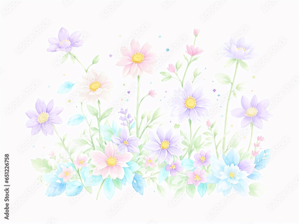 Abstract background with beautiful pastel colored flower and leaf patterns 20