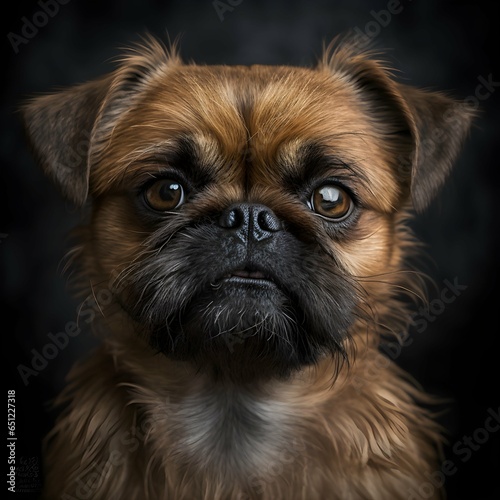 Detailed and realistic photo of Brussels Griffon round and cute eyes and short messy hair shot outside fur texture and soft natural lighting portrait photography 85mm lens magical photography 