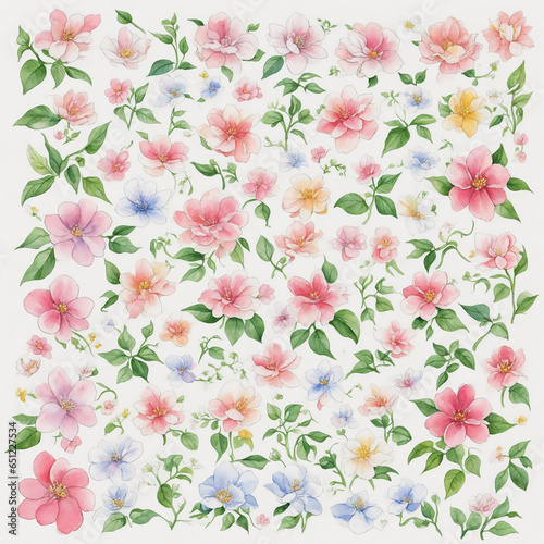 Abstract background with beautiful pastel colored flower and leaf patterns 8