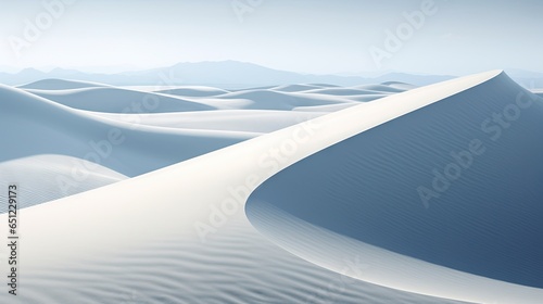  a desert landscape with sand dunes and mountains in the background. generative ai