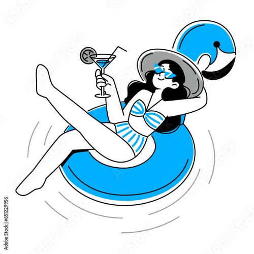 illustration of the chilling girl on vacation