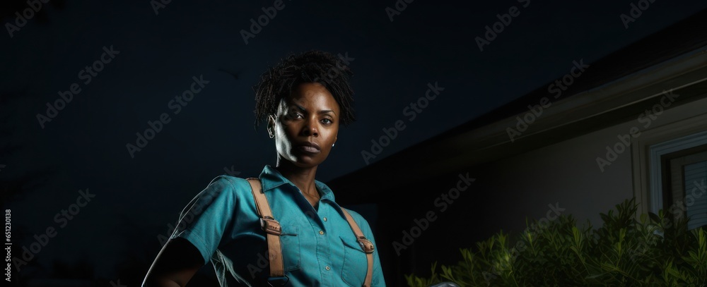 Black Woman Landscaper Employee Job Workplace Backdrop Generative AI