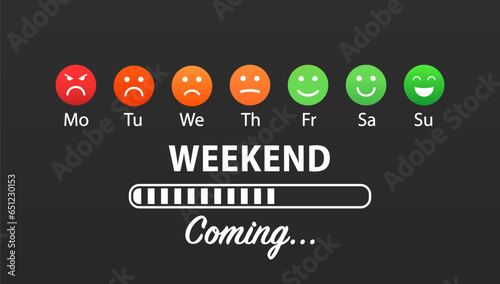 Weekend - Design Concept with Smile Face. Calendar design. Business concept. Vector illustration