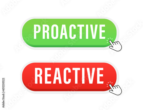 Reactive or proactive button. The mouse cursor clicks on the button. Navigating Life's Responses. Vector illustration
