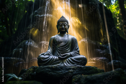 Buddha vor einem Wasserfall © Seegraphie