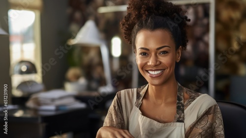 Black Female Manicurist Professional Career Workplace Background Generative AI