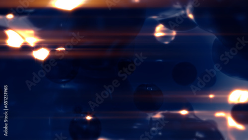 glowing blue slime tender elements particles - dark bokeh background - abstract 3D illustration