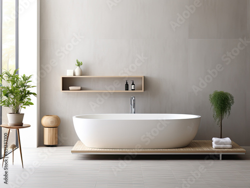 Interior design modern minimal bathroom  interior luxury style  resort or hotel  interior design minimal style  three-dimensional  generative ai.