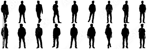 People man and woman silhouettes set, large pack of vector silhouette design, isolated white background