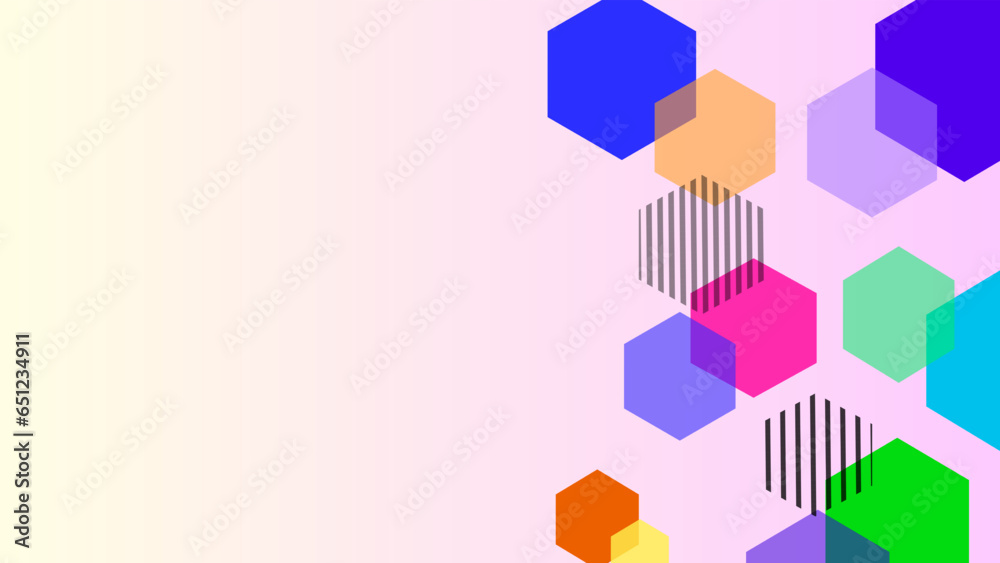 Colored hexagons abstract side frame copy space background