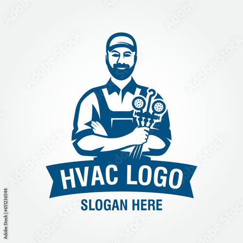 HVAC logo design vector template, heating ventilation and air conditioning logo