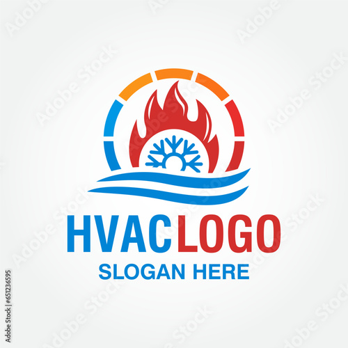 1HVAC logo design vector template, heating ventilation and air conditioning logo
