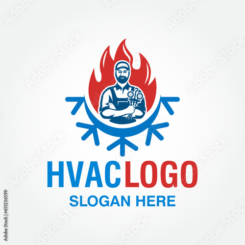 HVAC logo design vector template, heating ventilation and air conditioning logo