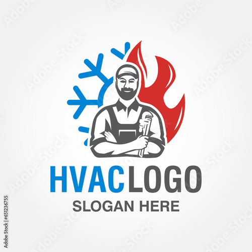 HVAC logo design vector template, heating ventilation and air conditioning logo