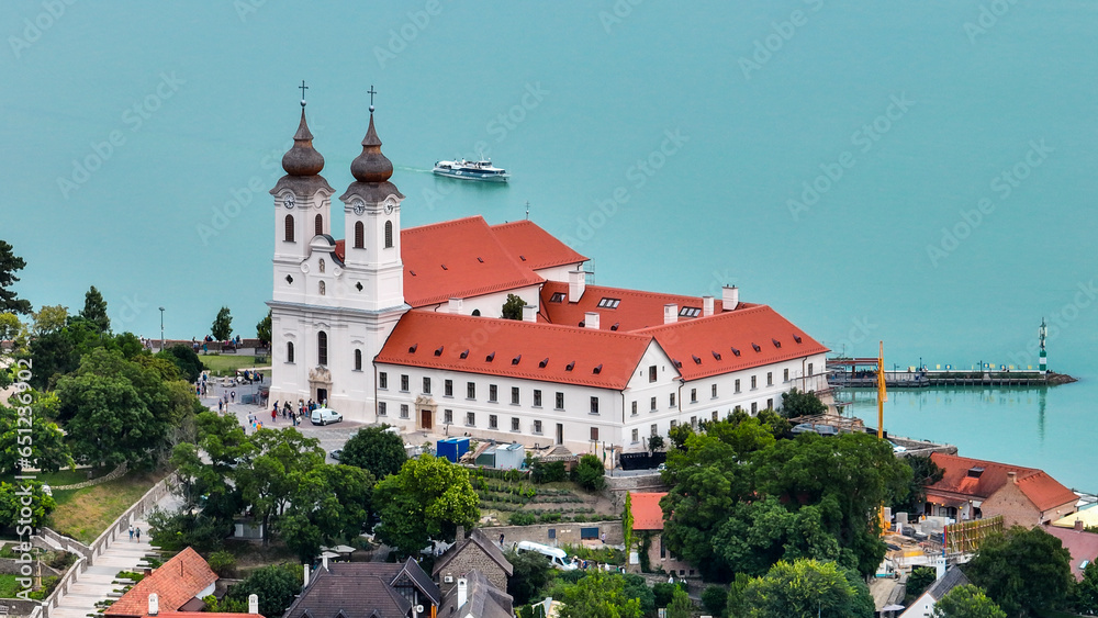 view of the town tihany and balaton