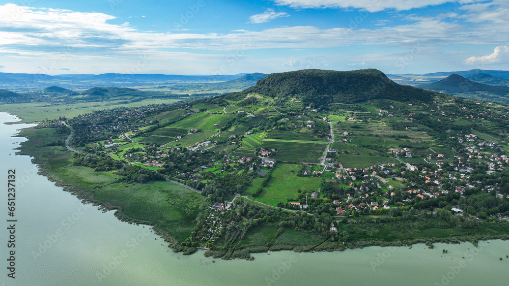 view of the lake balaton and badacsony
