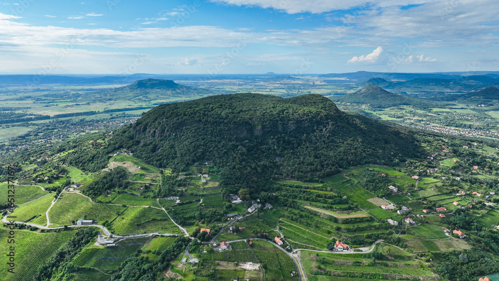 view of the mountains badacsony at balaton