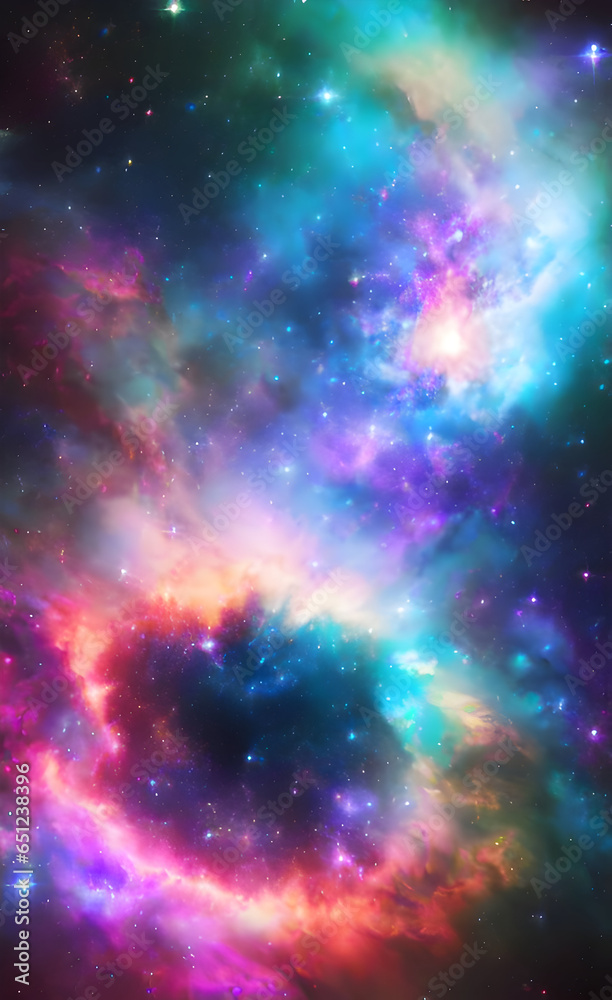 Colorful space background with stars.
