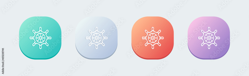Helm line icon in flat design style. Ship wheel signs vector illustration. Helm line icon in flat design style. Ship wheel signs vector illustration.