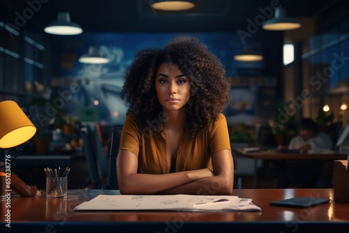 Black Woman Receptionist Professional Career Workplace Backdrop Generative AI
