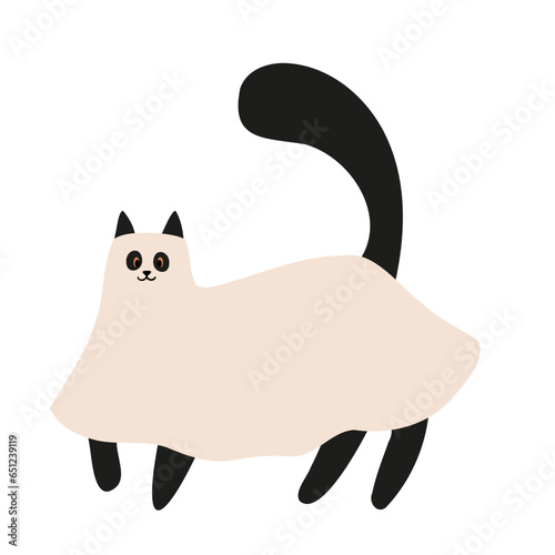 Set of Happy Halloween illustrations, Characters in costume vector clipart, kids witch ghost skeleton pet cat dog pumpkin face bat spider, Flat style images.
