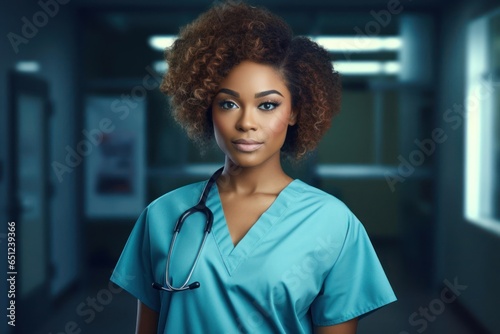 Black Woman Registered Nurse Professional Employment Work Environment Background Generative AI