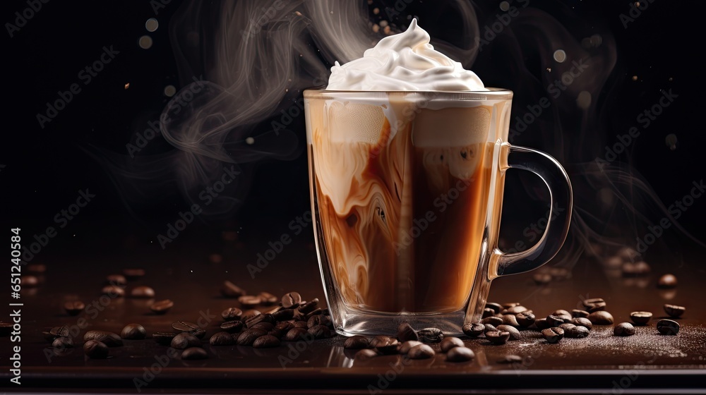 a cup of coffee with whipped cream on top of it. generative ai a cup of coffee with whipped cream on top of it. generative ai