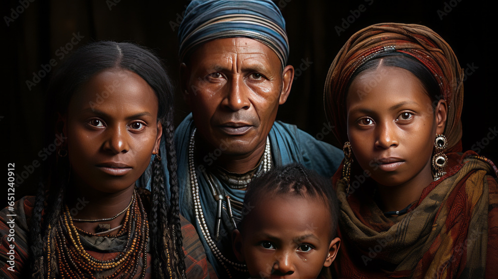 family group photo of Ethiopian native tribal family. family group photo of Ethiopian native tribal family.