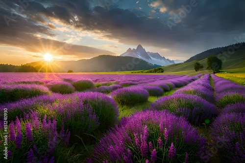 lavender field in the morning