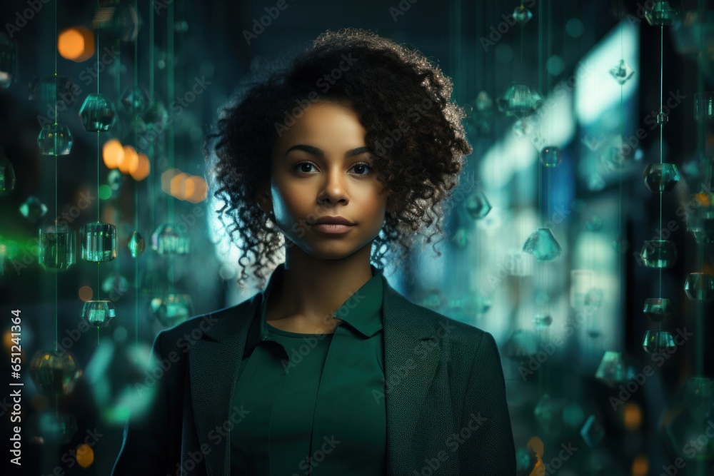 Black Female Software Developer Employee Job Workplace Backdrop Generative AI Black Female Software Developer Employee Job Workplace Backdrop Generative AI