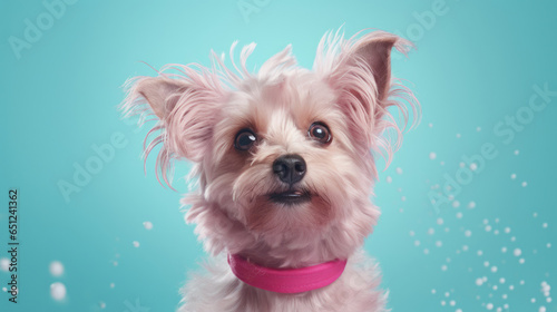 Fancy Dog, advertising photography, Pastel color palette background