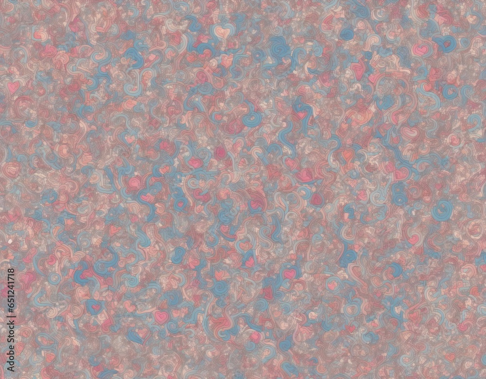 Multi-colored pattern of hearts. AI generated.