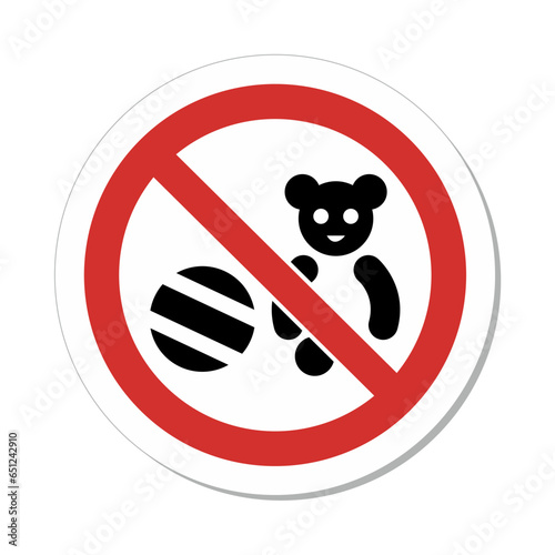 ISO Prohibition Sign: No Pansy toy toddler kids Zone Symbol